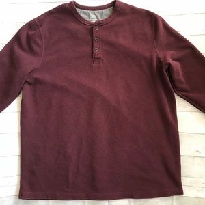 George Burgundy Long Sleeve Henley Thermal XXL
